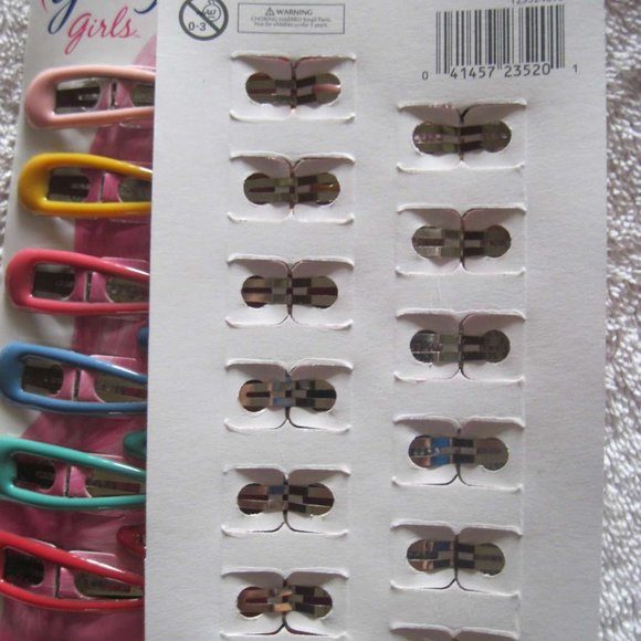 12 Goody Girls Colorful Glossy Glam Color Epoxy Covered Metal Hair Snap Clips - Picture 5 of 6